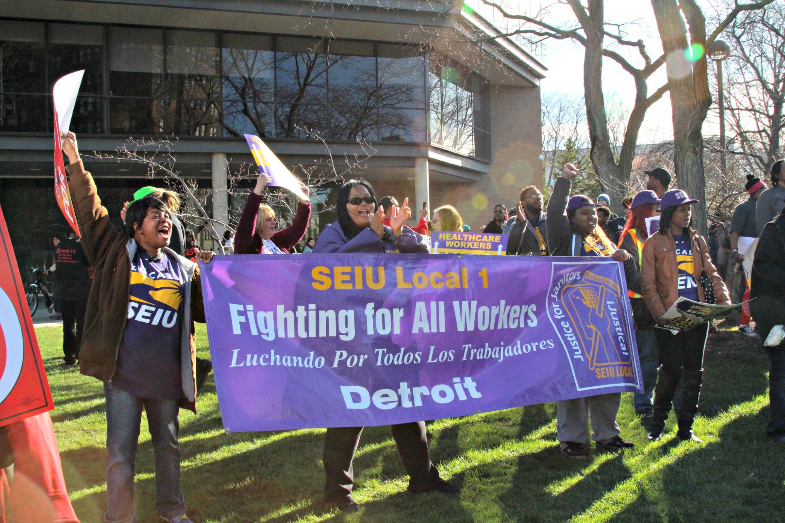 D15 minimum wage protest on campus